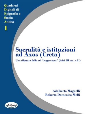cover image of Sacralità e istituzioni ad Axos (Creta).